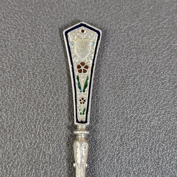 Vtg Spaulding & Co Spoon Enamel 950 Demitasse Art Nouveau Cottage Academia Goth - Picture 3 of 9